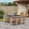 vidaXL Set Pranzo da Giardino 7 pz con Cuscini Beige Misto Polyrattan