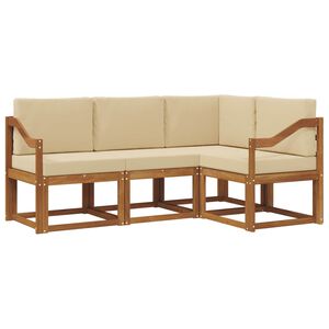 vidaXL Set di divani da esterno con cuscino 4 pcs Naturale e Beige