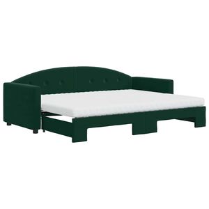vidaXL Divano Letto Estraibile Materassi Verde Scuro 80x200 Velluto