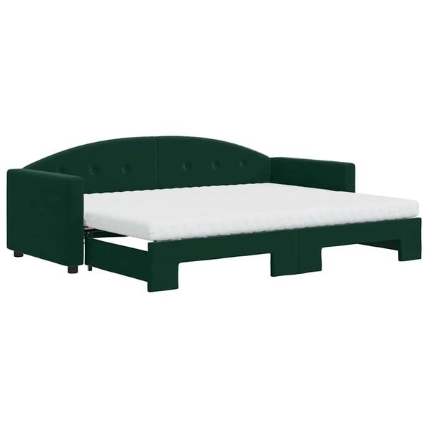 vidaXL Divano Letto Estraibile Materassi Verde Scuro 80x200 Velluto
