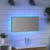 vidaXL Specchio con luci a strisce a LED rovere artigianale 80 x 37 cm