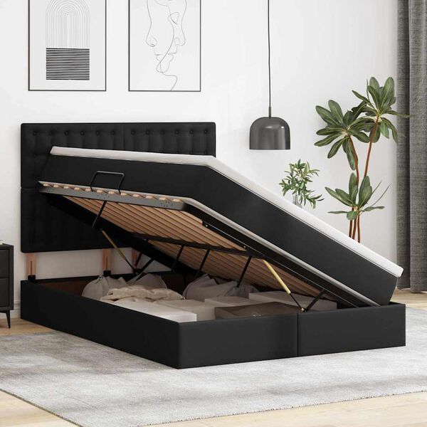 vidaXL Letto con Contenitore Nero 140 x 190 cm Pelle Sintetica