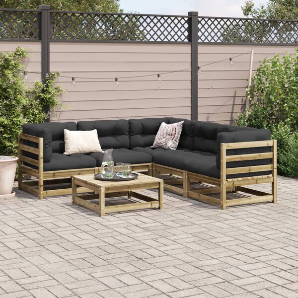 vidaXL Set Divani da Giardino 6 pz in Legno Impregnato di Pino