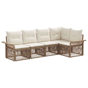 vidaXL Set Divano da Giardino 5 pz Beige polyrattan