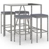 vidaXL Set Bar da Giardino 5 pz con Cuscini in Polyrattan Grigio