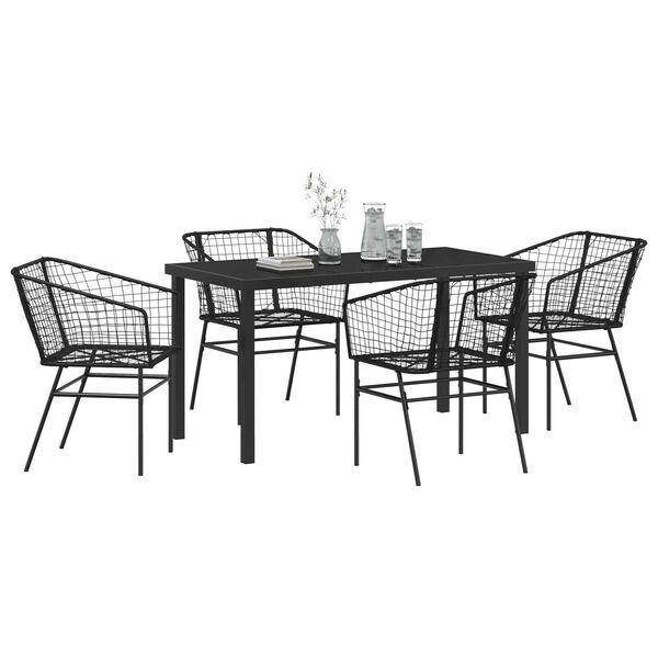 vidaXL Set da Pranzo per Giardino 5 pcs Nero polyrattan