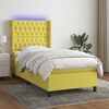 vidaXL Letto a Molle con Materasso e LED Verde 90x190 cm in Tessuto