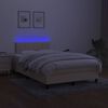 vidaXL Letto a Molle con Materasso e LED Crema 120x200cm in Tessuto