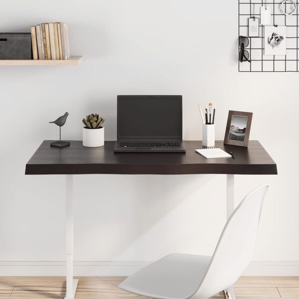 vidaXL Piano Tavolo Marrone Scuro 100x40x(2-4)cm Rovere Non Trattato