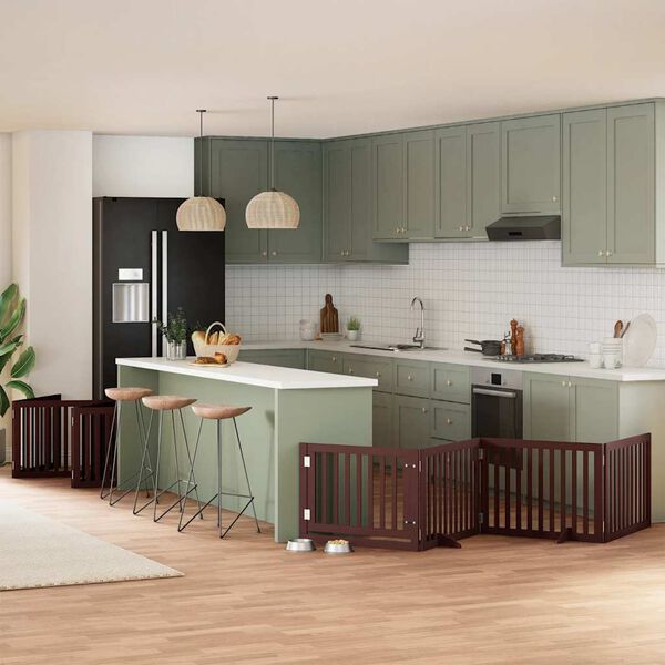 vidaXL Cancello Cani Porta Pieghevole Marrone 12 Pannelli 960cm Pioppo