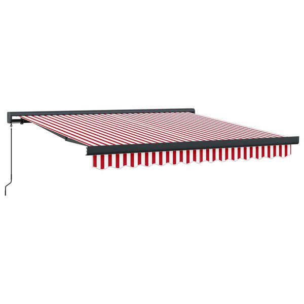 vidaXL Tenda Retrattile Rosso e Bianco 350 x 250 cm Tessuto e Metallo