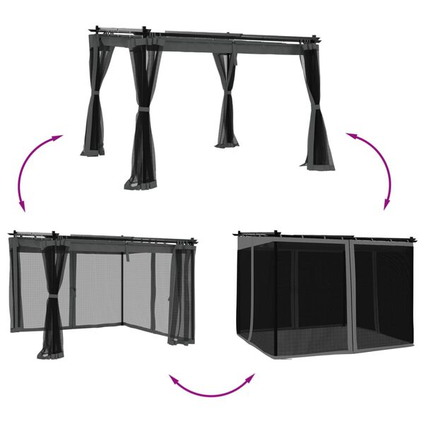 vidaXL Gazebo con Pareti in Rete Antracite 3x3 m in Acciaio