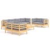 vidaXL Set Divani da Giardino 9 pz con Cuscini Grigi Massello di Pino