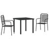 vidaXL Set da Pranzo per Giardino 3 pcs Nero