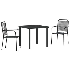vidaXL Set da Pranzo per Giardino 3 pcs Nero