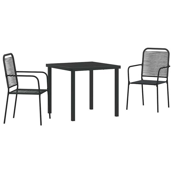 vidaXL Set da Pranzo per Giardino 3 pcs Nero