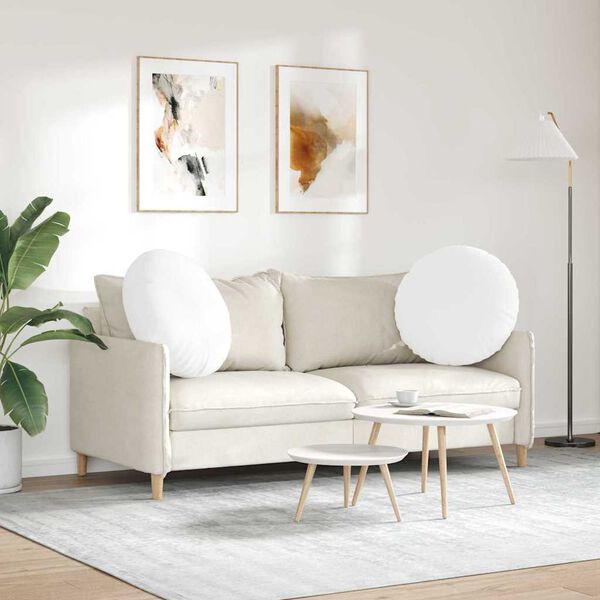 vidaXL Cuscini per Seduta 2 pcs Bianco &Oslash;60 x 21 cm Tessuto