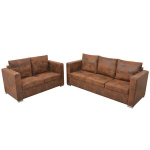 vidaXL Set Divani 2 pz in Pelle Scamosciata Artificiale