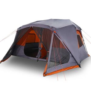 vidaXL Tenda Campeggio 10 Persone Grigio e Arancione Impermeabile