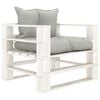 vidaXL Poltrona da Giardino Pallet con Cuscini Tortora in Legno