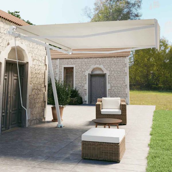 vidaXL Tenda da Sole Retrattile Manuale Autoportante 400x350 cm Crema