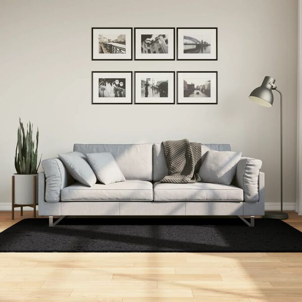 vidaXL Tappeto Shaggy PAMPLONA a Pelo Lungo Moderno Nero 100x200 cm