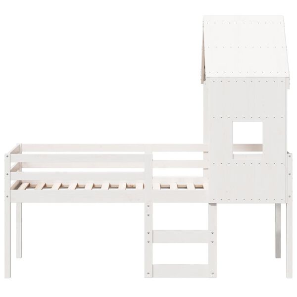 vidaXL Letto a Soppalco con Tetto Bianco 80x200 cm in Legno di Pino