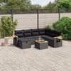 vidaXL Set Divani da Giardino con Cuscini 8 pz Nero in Polyrattan