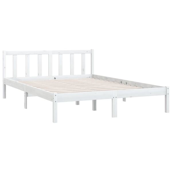 vidaXL Giroletto Bianco Legno Massello di Pino 120x190cm Small Double