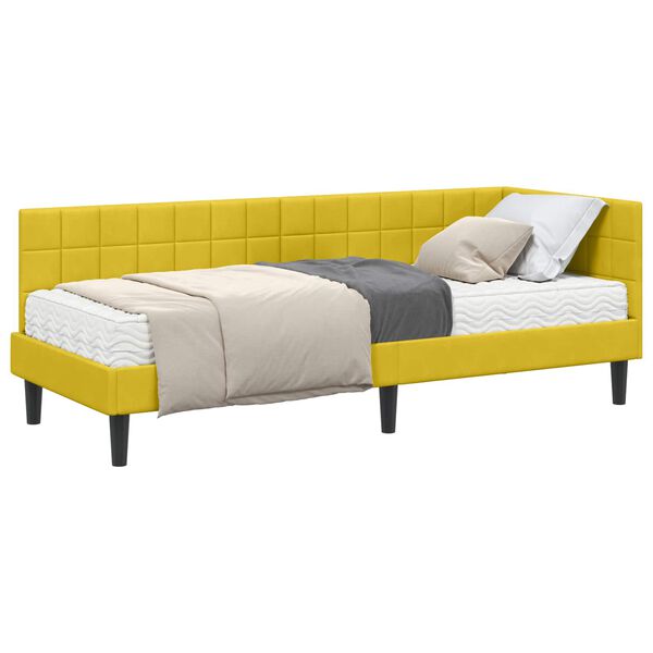 vidaXL Struttura Letto Angolare con Materasso 2 pcs Giallo Velluto