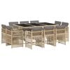vidaXL Set Pranzo da Giardino 11 pz con Cuscini Beige Misto Polyrattan