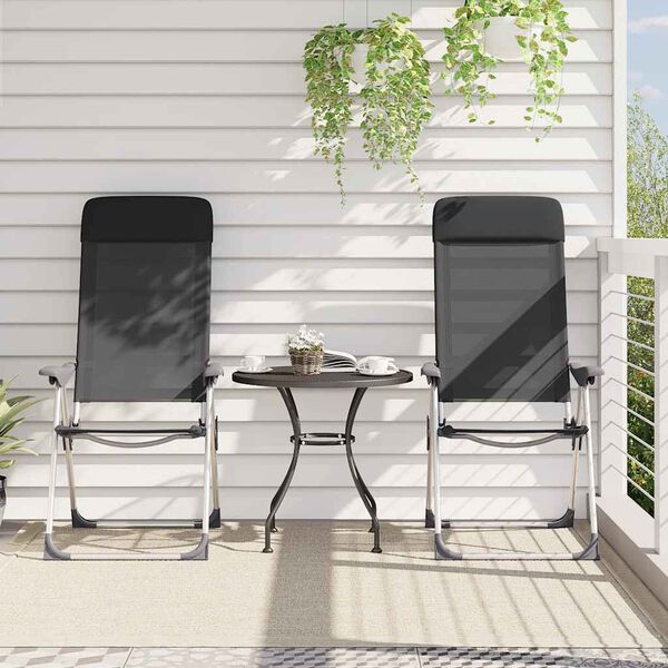 vidaXL Sedie Pieghevoli da Campeggio 2 pz in Alluminio Nere