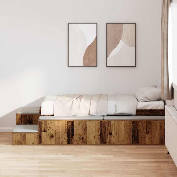 vidaXL Struttura letto con contenitore Legno vecchio 90 cm
