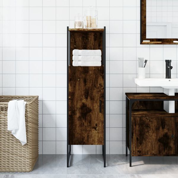 vidaXL Mobile da Bagno Rovere Fumo 33x33x120,5 cm in Legno Multistrato