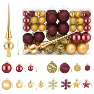 vidaXL Set di Palline di Natale 111 pz Oro e rosso vino Diam. 6 cm