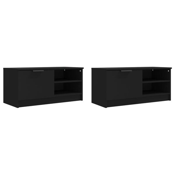 vidaXL Mobili Porta TV 2 pz Neri 80x35x36,5 cm in Legno Multistrato
