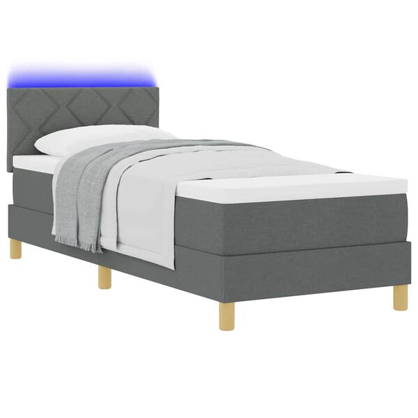 vidaXL Letto a Sorgente LED Grigio scuro 80 x 200 cm Tessuto