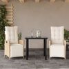 vidaXL Set da Pranzo da Giardino 3 pz con Cuscini Beige in Polyrattan