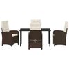 vidaXL Set da Pranzo per Giardino con cuscino 5 pcs Marrone polyrattan