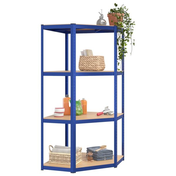 vidaXL Scaffali a 4 Ripiani 4 pz Blu in Acciaio e Legno Multistrato