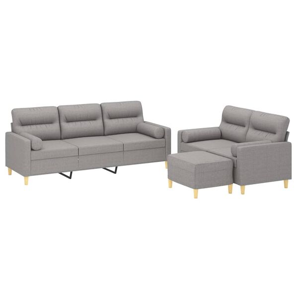 vidaXL Set di Divani 3 pz con Cuscini Decorativi Grigio chiaro Tessuto