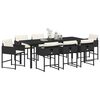 vidaXL Set da Pranzo per Giardino con cuscino 9 pcs Nero polyrattan