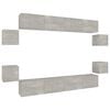 vidaXL Set Mobili Porta TV 8pz Grigio Cemento in Legno Multistrato
