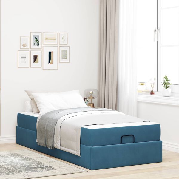 vidaXL Struttura letto con materasso con materasso 2 pcs Blu Velluto
