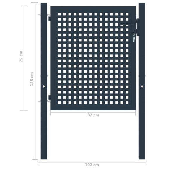 vidaXL Cancello per recinzione antracite 102x75 cm in acciaio