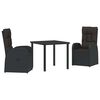 vidaXL Set da Pranzo per Giardino 3 pz Nero polyrattan