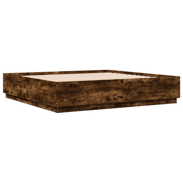 vidaXL Giroletto con Luci LED Rovere Fumo 200x200 cm Legno Multistrato