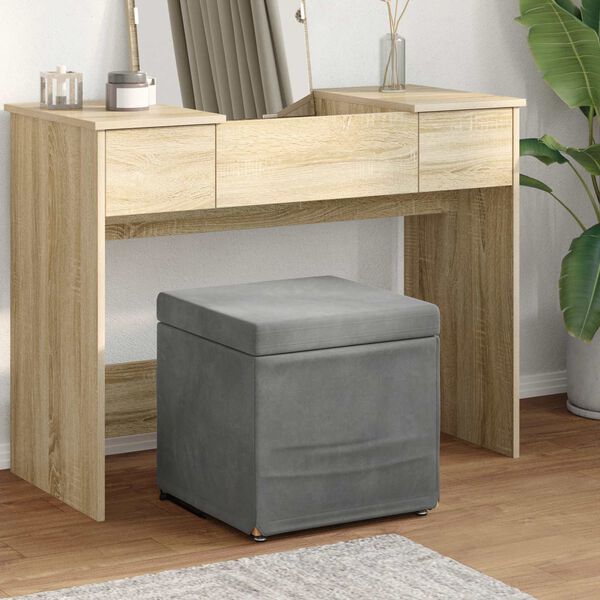 vidaXL Pouf Grigio scuro Velluto e Legno Ingegnerizzato