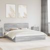 vidaXL Letto con Contenitore con testiera Grigio Sonoma 200 x 200 cm