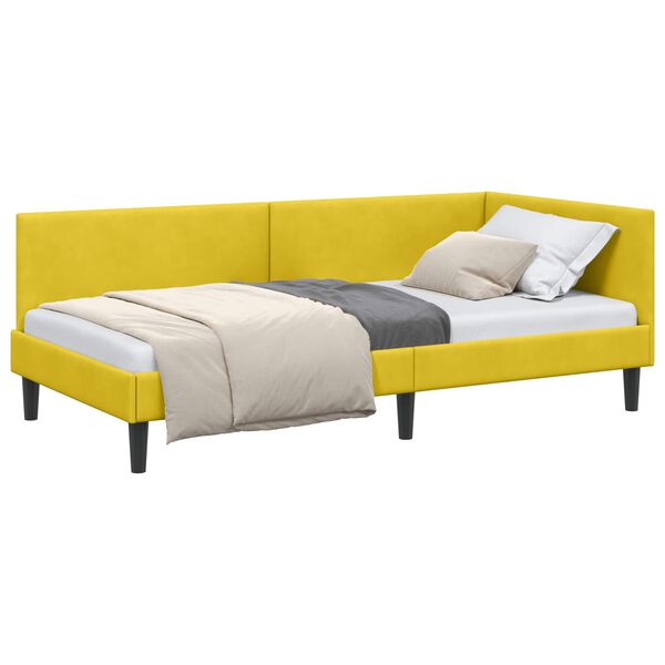 vidaXL Cornice del letto ad angolo Giallo 90 cm x 190 cm Velluto